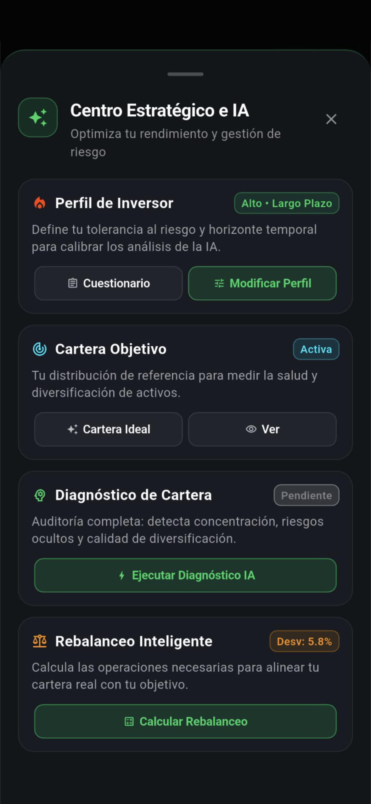 Mi Cartera y Diagnóstico en TrAIdeo